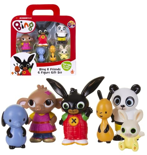 Giochi Preziosi Bing Figures Set - 6 Characters: Flop, Sula, Amma, Pando, Padget - Coloured, 8cm High, Ages 18+ Months