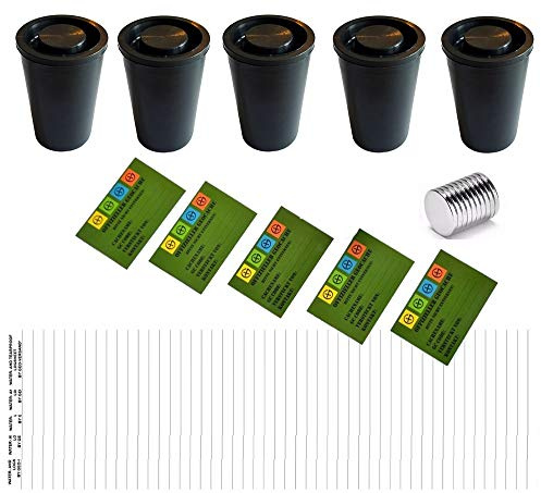 5 x filmlåda + magneter + loggremsor + klistermärken geocache gömställe burk cache