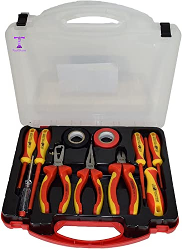 PaulStore 11PCS Electricians Screwdriver Set Electrical Fully Insulated Tool W/Kit Case