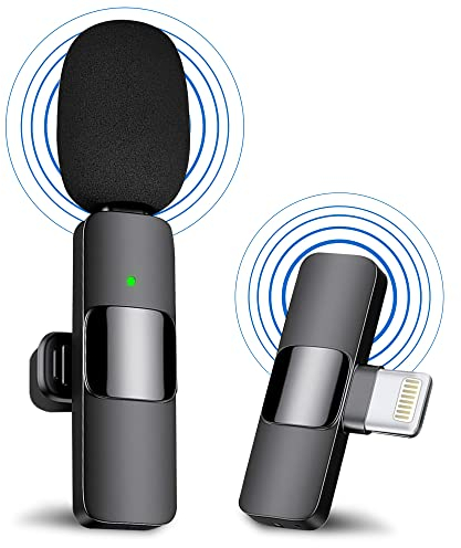 GLOBAL TECH Kabelloses Lavalier Mikrofon für iPhone/iPad, Plug-and-Play Mini Ansteckmikrofon für Aufnahmen, Live-Streaming,YouTube, Facebook, TikTok,Vlog