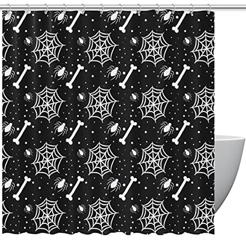 Rideau de douche motif toile d'araignée et araignée 01, pour salle de bain, 152,4 x 182,9 cm, 167,6 x 182,9 cm, 182,9 x 182,9 cm