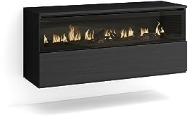Skraut Home | Chimenea eléctrica LED | Sin Calor | 102x45x35cm | 1 Hueco, 1 Puerta | Chimenea eléctrica | Colgado, Suspendido | Estilo Moderno | Negro