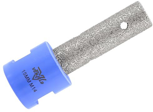 VENJELD Broca Fresado Diamante 15mm Fresa de Diamante con M14 Rosca para Ampliación Dar Forma Borde Hoyos en Cerámica Porcelana Azulejo Mármol Granito Piedra Artificial
