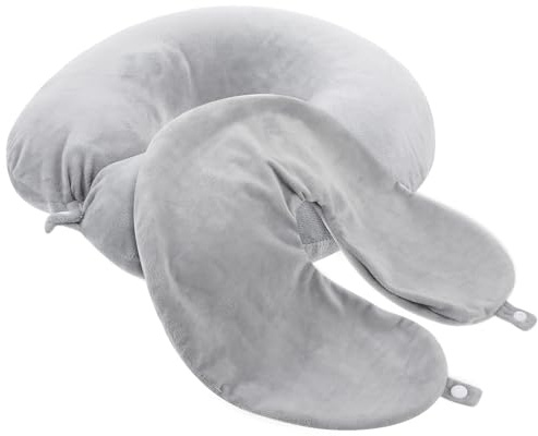Prasacco Paquete de 2 fundas de almohada de viaje para el cuello, en forma de U, reutilizable, lavable, suave y lisa, funda de almohada de avión gris (sin relleno)