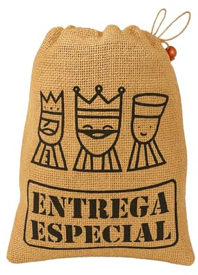 Saco de Reyes Magos de Yute Natural – Con Estampado en Vinilo Textil – Entrega Especial Mágica – Tamaño 30×20 cm – 100% Yute Ecológico – Alta Calidad Artesanal, Reutilizable, Perfecto para Regalos