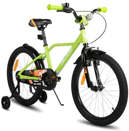 Hiland 20 Inch Kids Bike, Kids Bicycle for boys from over 7 years, with Kickstand and Stabilisers, Green