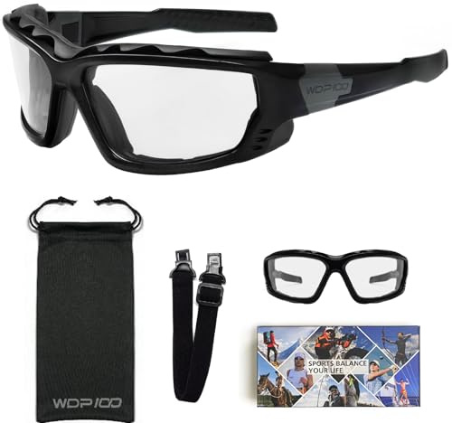 WDP100 Lunettes de protection moto avec mousse intérieure amovible verres transparents lunettes powersports avec bandeau coupe vent et anti poussière pour ATV UTV
