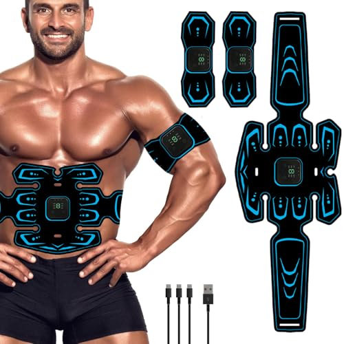 WARDBES EMS Elektrostimulator für Muskeln, EMS Bauchmuskelgürtel, Elektrostimulation, Bauchmuskeltraining, Fitnessgerät