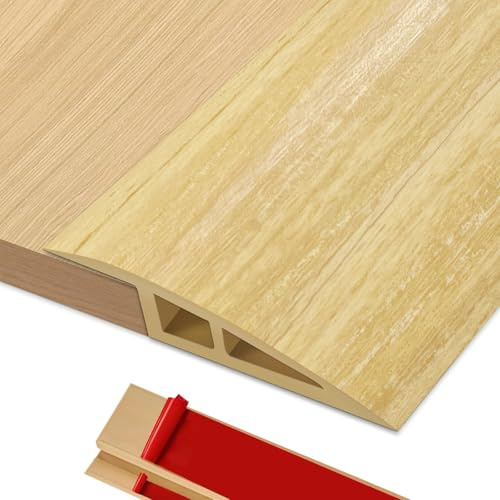 BOYIFEIJIE Perfil Transición Suelo Desnivel, 2M x 7cm Perfil de Transición para Suelo Autoadhesivo de PVC, Tapajuntas Suelo para Desniveles de Umbral de 10mm ~ 15mm (Roble Claro)