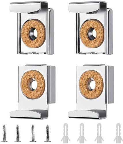 KOZOY Fixation Miroir, 4 Pcs Supports de Miroir avec Chevilles et Vis, Fixation de Miroir en Verre pour Salle de Bain, Toilettes, Salon