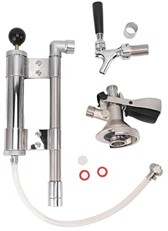 WGFOIP Beer Dispenser, 8 Inch Stainless Steel Hand Pump Leakproof Portable Design, Beer Keg Tap Draft Dispenser, for Indoor Outdoor Camping Picnic Parties