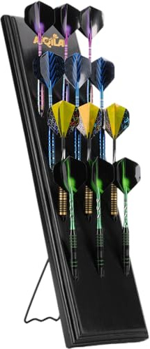 Darts Holder, Wall Mount or Tabletop Display, 12 Darts Storage with Metal Hook Accessory Storage Bag Organiser Dart Holder Stand for Game Rooms Bars Home, Black
