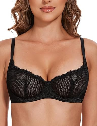 Wingslove Soutien-Gorge avec Armatures en Dentelle Brassiere Transparent pour Femme Soutien Gorge Balconnet
