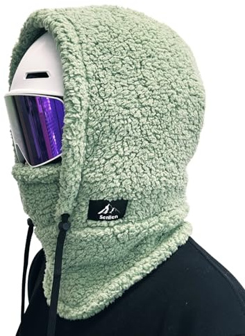 Senllen Winter Fuzzy Balaclava Fleece Ski mask for Women/Men Cold Weather Neck Warmer Tube Thermal Sherpa Hood Hooded Scarf