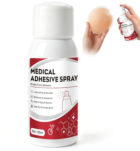 Adesivo Spray, Colla per Pelle Spray, Spray Adesivo Medico per Protesi Mammarie in Silicone, Impianti, Parrucche ed Sfx, Portatile, Impermeabile e Facile da Rimuovere, 100 ML