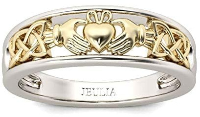 Jeulia Claddagh Rings for Women 925 Sterling Silver 14K Gold Plated Wedding Band Engagement Ring Anniversary Promise Romantic Jewelry Gift (7)