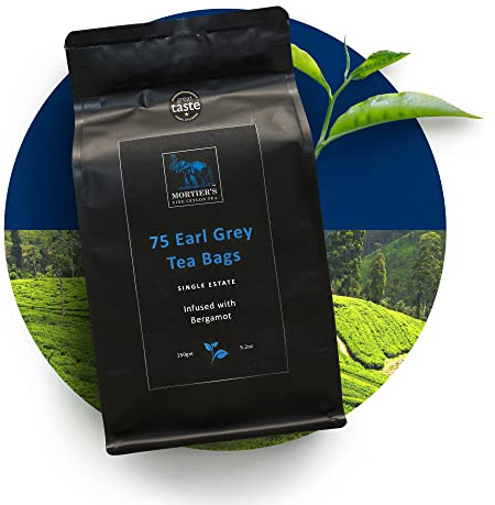 Mortier’s Earl Grey, Premium Black Tea with Bergamot Oil, Pure and Unblended Ceylon Tea, Handpicked and Traditionally Made in Sri Lanka, 150 Grams, 75 Earl Grey Tea Bags - Mortier’s Tea