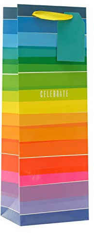 UK Greetings Rainbow Bottle Bag - Rainbow Wine Gift Bag - Congratulations Gift Bag