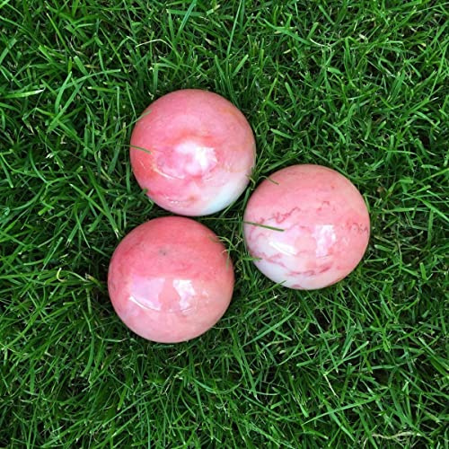 Lot de 3 boules en marbre pour décoration de jardin en marbre naturel teinté rose 8 cm