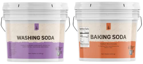 PURE ORIGINAL INGREDIENTS Washing Soda & Baking Soda Bundle (1 Gallon Buckets), Cleaning, Baking, Fine Powders