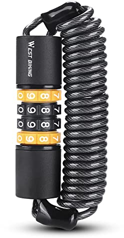 CalmGeek Kabelschloss Helmschloss Fahrrad Sicherheitsschloss, 150 cm Kabelschloss Tragbares Fahrradschloss, 4 Stellig Zahlencode Zahlenschloss für Fahrradschloss, Snowboardschloss Skischloss (Orange)