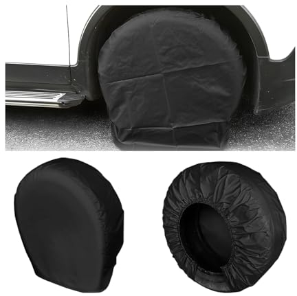 JNNJ 4 Stück Reifenabdeckungen, Anti UV-Reifenschutz Radreifen Ersatzradabdeckungen, Wasserdichter RV Radschutzhülle Für Wohnwagen, Anhänger, Wohnmobil, Auto（Schwarz）