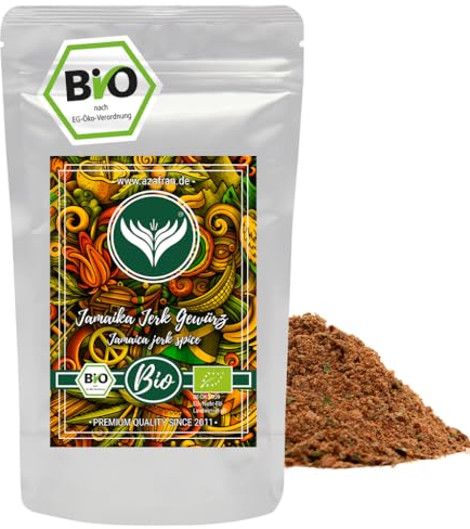 Azafran BIO Jamaika Jerk Gewürzzubereitung, Jamaican Chicken BBQ Rub Gewürzmischung (Seasoning) 250g