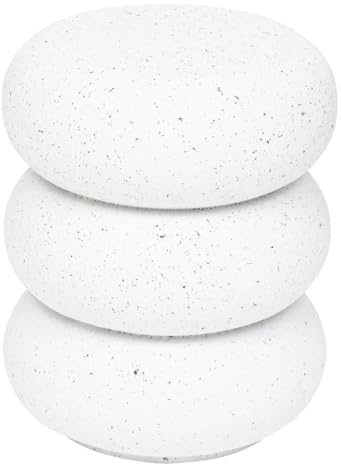 Atmosphera - Table d'Appoint Stoneto Blanche - D 35 x H 43 cm - Effet Terrazzo, Design Organique - pour Salon, Chambre, Entrée