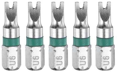 QUARKZMAN 5 stycken U-typ skruvmejselbit U6 1/4 tum sexkantsskaft 25 mm/1 tum längd magnetisk U-form sexkantiga bitar S2 stål elektrisk skruvmejselbit