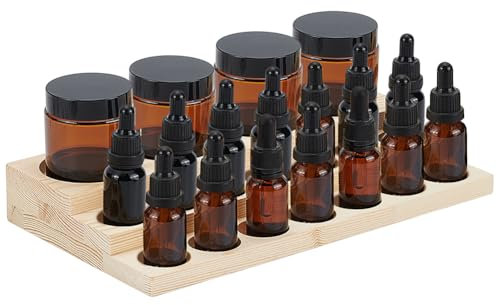 BENECREAT 3-Tier Essential Oil Display Stand, Wooden Essential Oil Organizer, Tabletop Storage Rack for 5-20ml Bottles, Nail Polish Compact Shelf, 6.7x11.8x2 inches