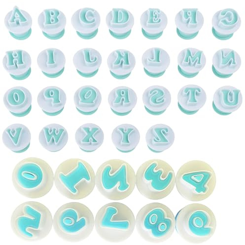 36 Stück Buchstaben Ausstecher Set, Fondant Ausstecher für Kuchen, Alphabet und Zahlen Ausstechformen, Zucker Kekse Torten Backzubehör, Ideal für Geburtstage, Hochzeiten und Partys