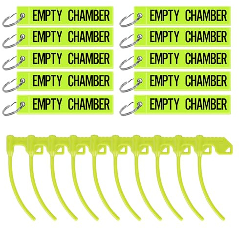 BOOSTEADY Kit de Banderas de Seguridad para Armas, 10 Piezas Banderas de Seguridad de Recámara Vacía Impermeables con Etiquetas para Rifle Pistola Escopeta Tiro Deportivo