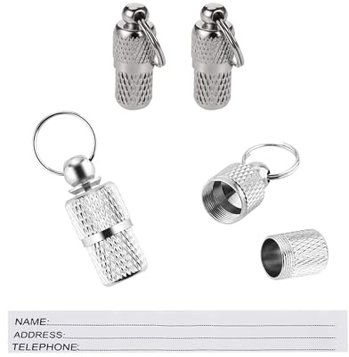 LARRYROO Pack of 2 - ID Pets, Barrel Tube Tags with Name, Address, Number, Anti-Lost Dog Cat ID Tag for Cats Dogs Collar