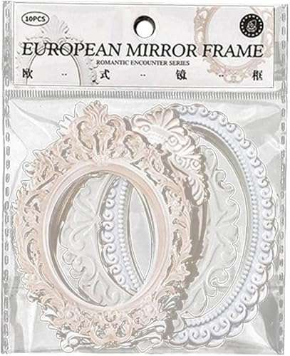 20PCS Vintage Scrapbook Frames,Hollow Paper Frames Decorative Paper Lace Cutouts for Scrapbooking Junk Journal Crafts Papers (Pink White, Oval)