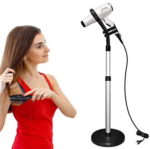 HLGOLDLUO Hair Dryer Stand, 360 Degree Rotating Lazy Hair Dryer Stand Hand Free With Heavy Base, Hands-Free Blow Dryer Holder Countertop, Adjustable Height Countertop Stand