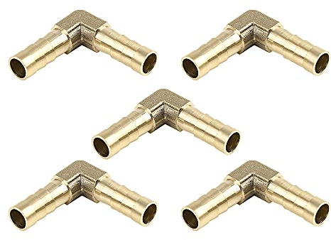 X AUTOHAUX Raccord Laiton Coudé 90° 5pcs pour Air Eau Huile Filetage Mâle | Couleur Or, Diamètre Intérieur 7mm, Filetage Mâle, Résistant Corrosion, Usage Pneumatique Lubrifiant Refroidisement