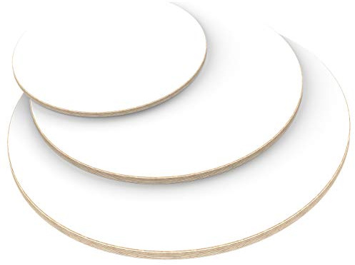 AUPROTEC Plateau de Table 18mm rond Ø 500 mm blanc Contreplaqué revêtu en mélamine 20cm-148cm au choix Panneau de Contreplaqué en Bouleau