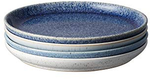 Denby - Studio Blue Small Plates Set of 2 - Dishwasher Microwave Safe Crockery 18.5cm - Blue, White Ceramic Stoneware Tableware Side Plates - Chip & Crack Resistant