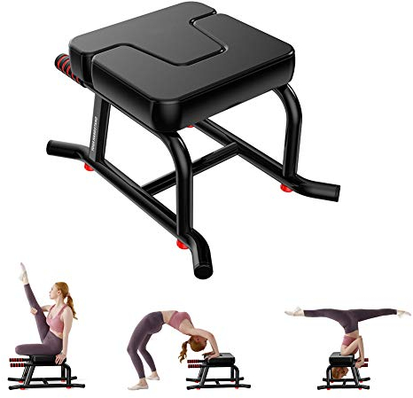 Yoga Kopfstand Bank, Bequemer Kopfstandhocker mit Weichem PU-Lederpolster und 200 Kg Gewichtskapazität Ideal, Multifunktionale Assistierte Fitnessgeräte für Training und Übung (Schwarz)