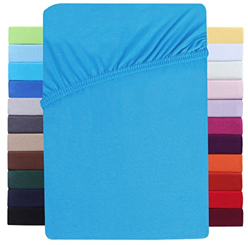 NatureMark Premium Boxspringbett Spannbettlaken 180 x 200 bis 200 x 220 cm - hoher Steg bis 40cm Matratzenhöhe - Wasserbetten Spannbetttuch - Baumwolle mit Elasthan, Türkis