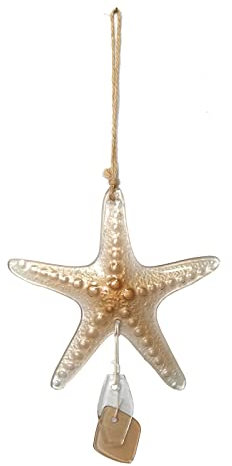 DEDEMCO Campanelli a vento in vetro marino,30 cm stelle marine vento carillon segno di benvenuto,Indoor Outdoor Ocean tema campanelli a vento, collezione spiaggia Wind Chime per giardino Home