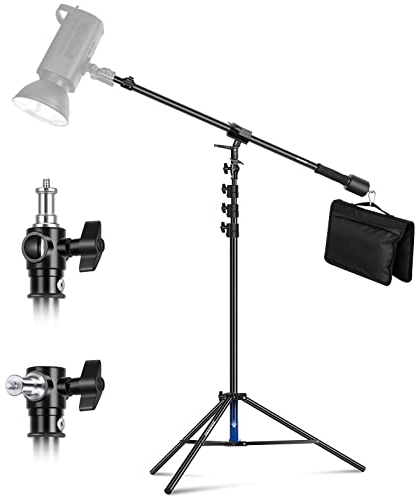 NEEWER Luftgepolstertes Aluminium Lichtstativ, 3m verstellbares Fotostativ mit Galgenarm, Gegengewicht, Sandsack, 1/4 Schraube für Softbox, Studiolicht, Blitz, Schirm, max. Belastung 5kg, 2er Pack