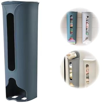 AEbdgdd Plastic Bag Holder and Dispenser - Wall Mounted Storage Organiser for Kitchen - Drawer Box for Bin Bags (Blue)