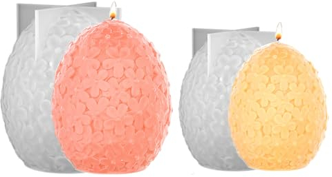 Junhui 2 Pezzi Stampo in Silicone per Pasqua, Stampi per Uova in Silicone, Fiori Uova Stampo Candela, 3D Forma di Uova Stampo per Uova di Pasqua per Cioccolato, Pasqua Regali