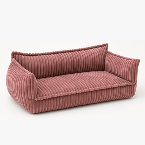 chilly pilley Sofá Infantil De Pana, Cómodo Sofá Infantil con Estampado De Canalé (Rosa)