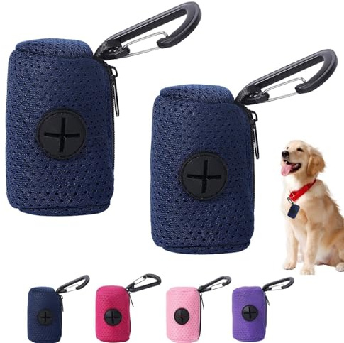2 Pièces Distributeur De Sac À Crottes Pour Chien, Porte-sac À Crottes De Chien Pour Laisse, Distributeur Sac Déchet Chien En Tissus Portable Avec Mousqueton Pour Marche, Randonnée, Camping, Voyage