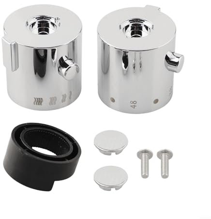 Bulevisiter Poignée de contrôle de la température de la douche, poignée thermostatique, mitigeur de baignoire, finition chromée, marques de température, vis sans tête, bouchon, mélangeur de baignoire