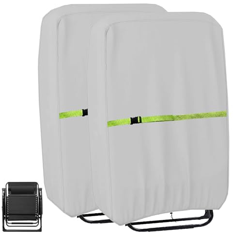 Vikbar solstol skyddsöverdrag, 600D Oxford trädgård solstol överdrag, anti-UV, vattentätt trädgårdsstolsöverdrag, 2 stycken, 72 W x 16 Dx110 cm