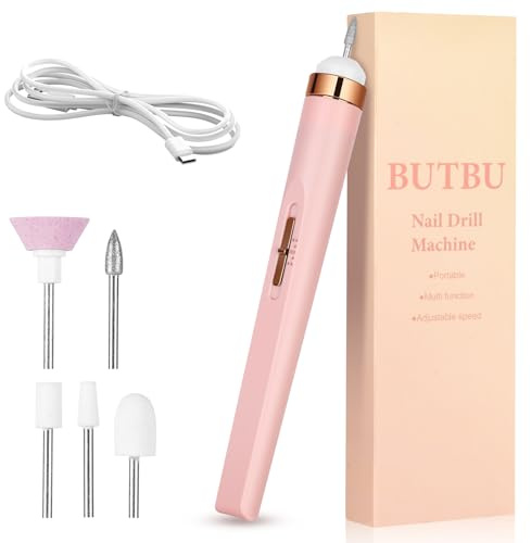 BUTBU Ponceuse pour Ongles Professionnelle 16000 tr/min, 8 en 1 Lime à Ongles Electrique, avec Pointe en Céramique Embouts Ponçage, Portable Kit de Manucure Pédicure pour Salon et Maison