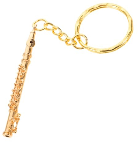NIYANGLE Mini Flauto in Metallo Argento dallo Stile Vintage Portachiavi Leggero Decorazione Unica per Appassionati di Musica e Uscite Quotidiane